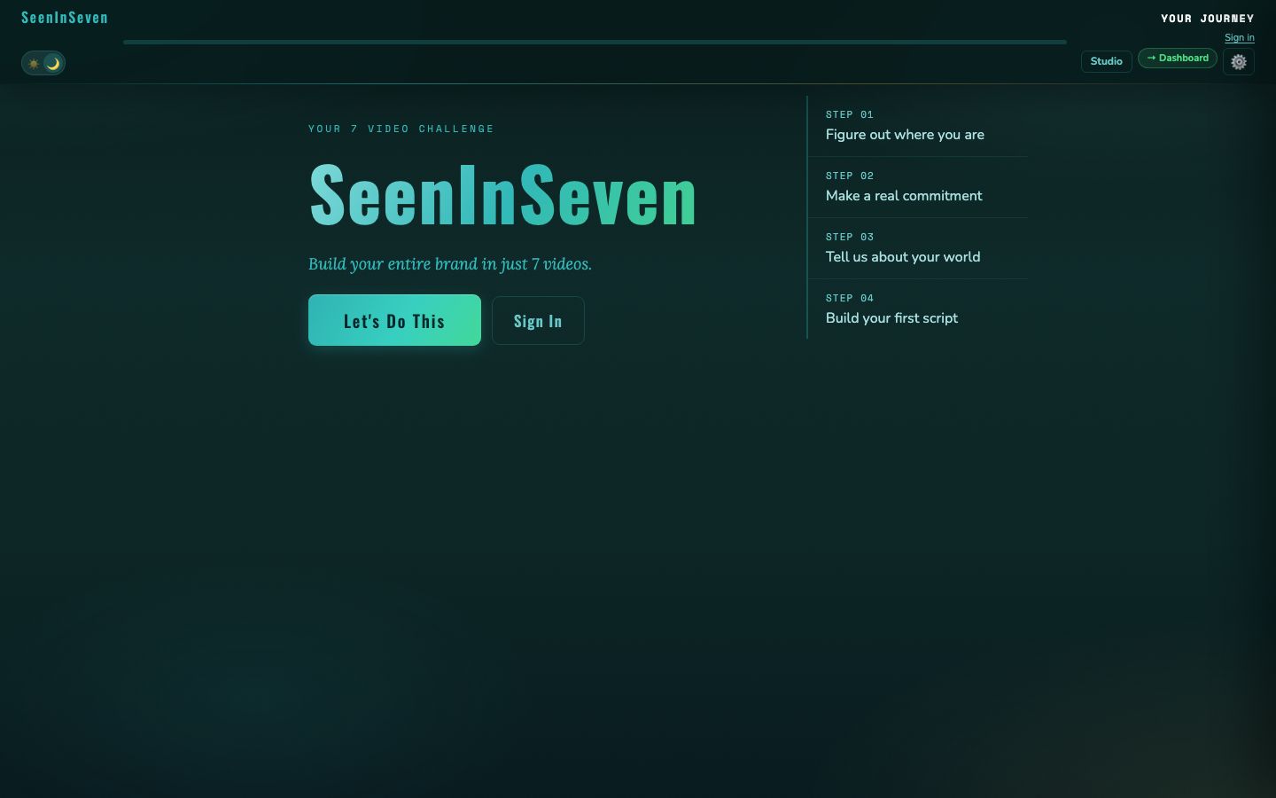 SeenInSeven app dashboard preview